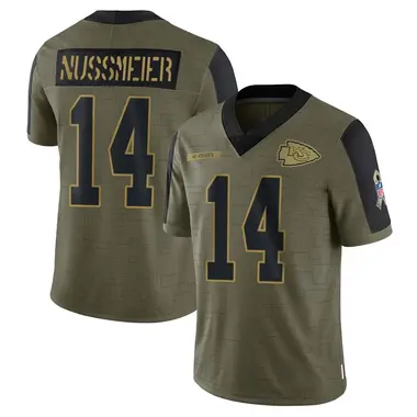 Garrett Nussmeier Men's Limited Olive Kansas City Chiefs 2021 Salute To Service Jersey