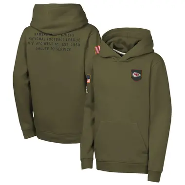 Youth Olive Kansas City Chiefs 2025 Salute to Service Club Fleece Hoodie